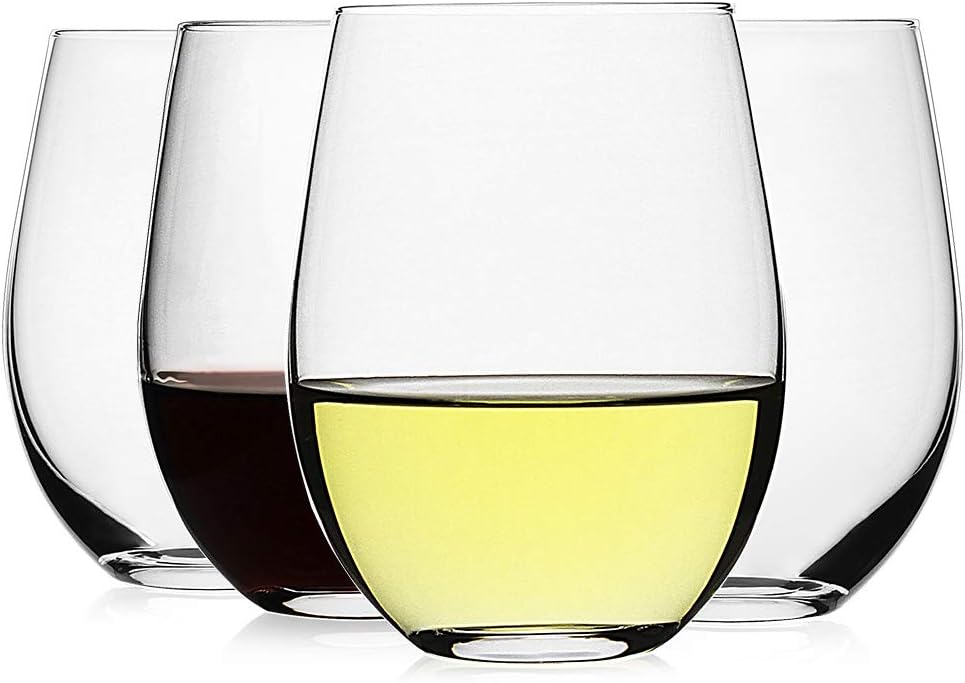 Wine Glass Set Crystal - Stemless Wine Glasses Set of 4