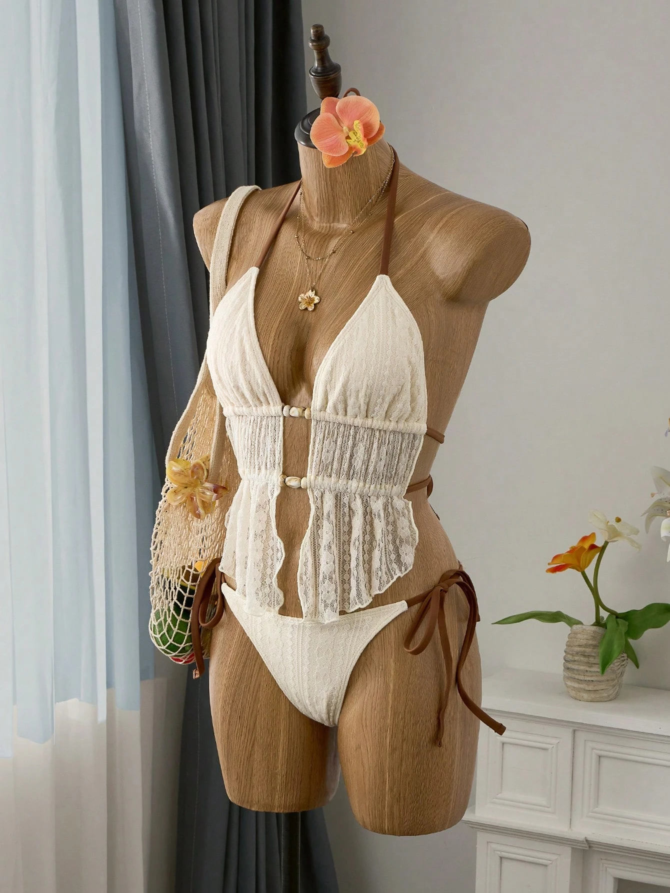 Cream Lace Halter Neck Tankini - đánh giá và giá Cocktail Shaker Set