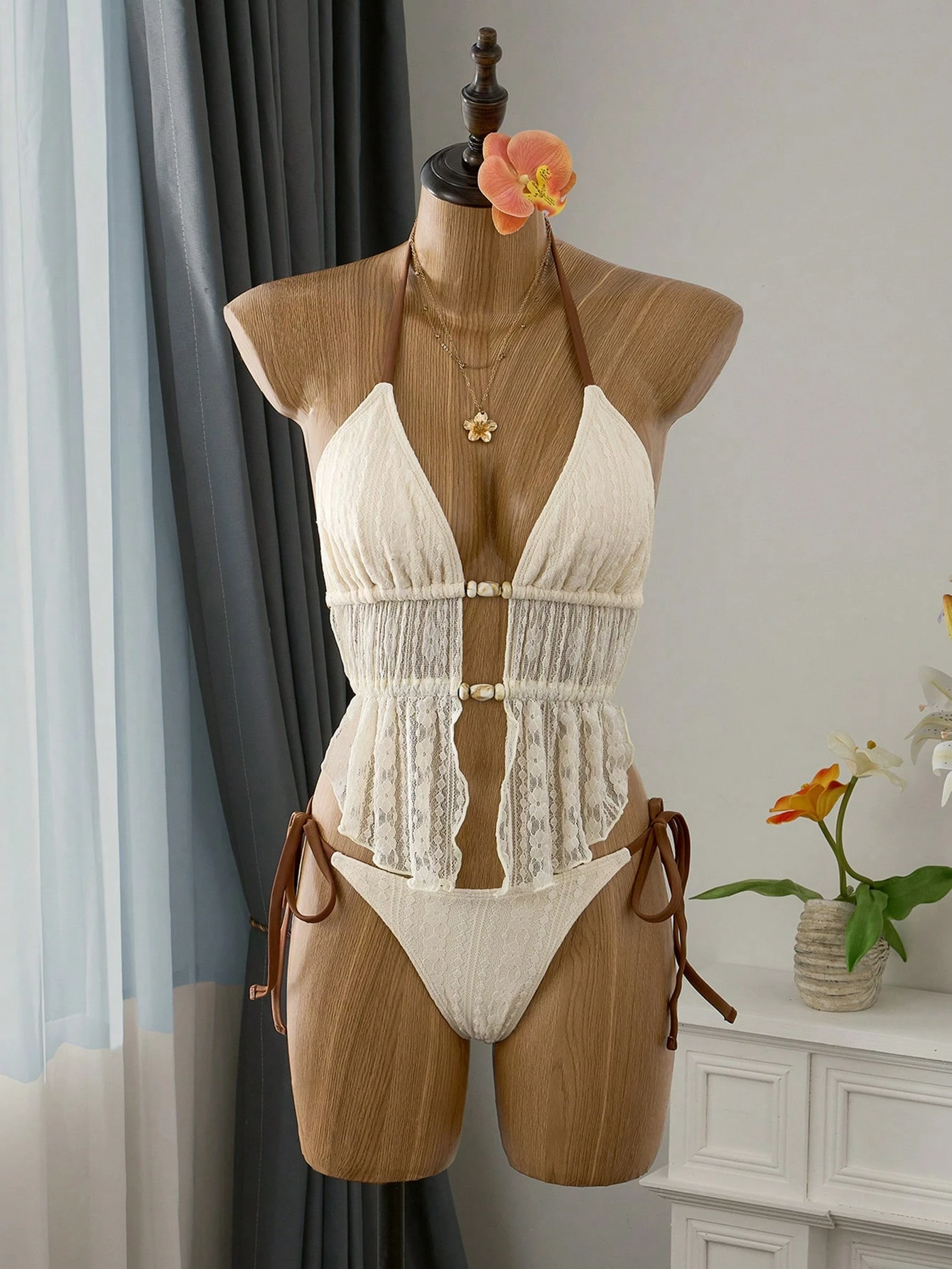Cream Lace Halter Neck Tankini - đánh giá và giá Cocktail Shaker Set