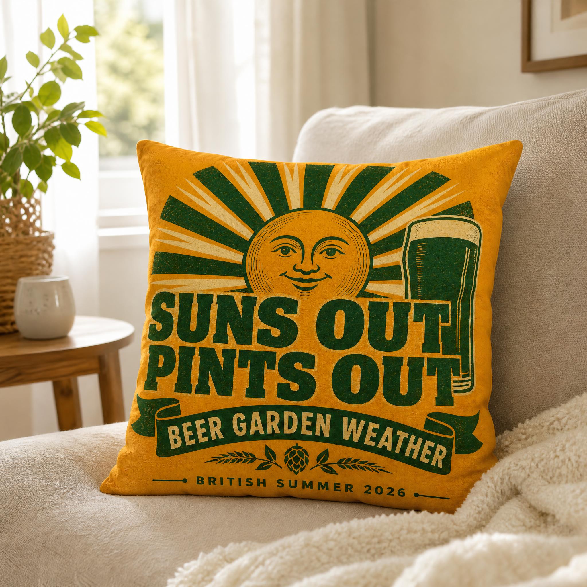 Summer Beer Garden Sign Pillow - đánh giá và giá Beer & Wine Downtown