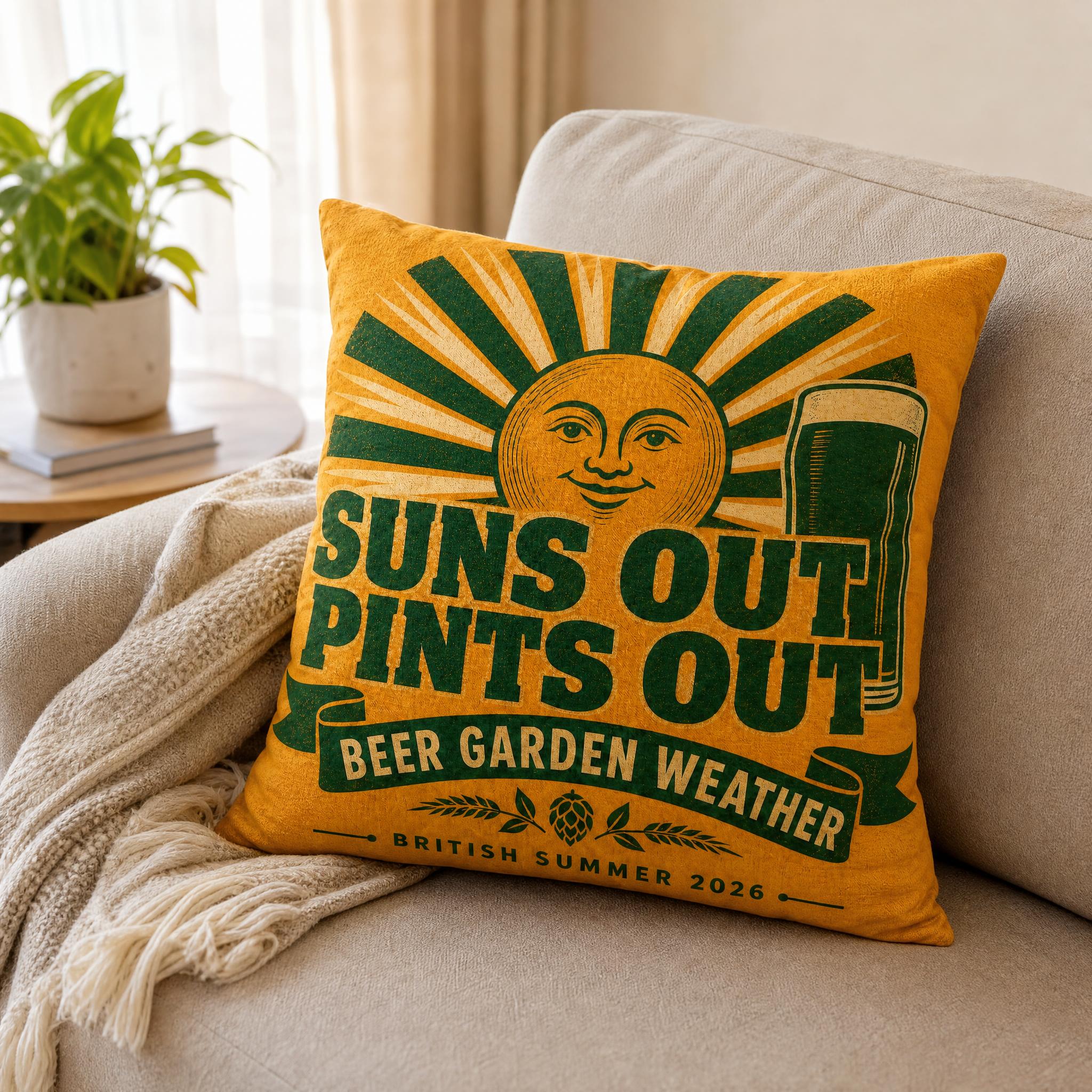 Summer Beer Garden Sign Pillow - đánh giá và giá Beer & Wine Downtown