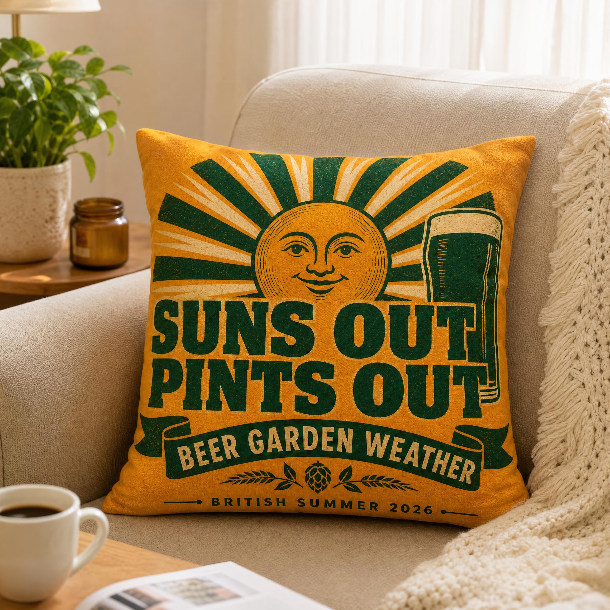 Summer Beer Garden Sign Pillow - đánh giá và giá Beer & Wine Downtown
